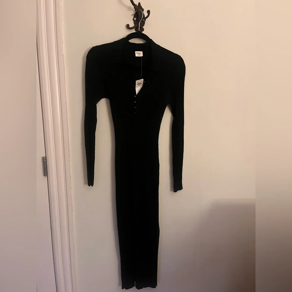 Abercrombie // Black Ribbed Sweater Dress - Picture 1 of 5